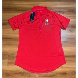 NWT Under Armour Maryland Terps College Polo Loose Fit Performance Shirt